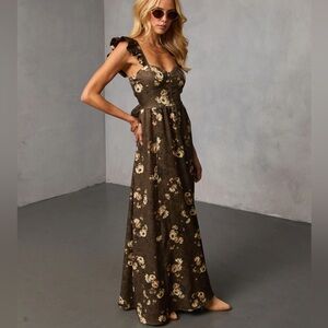 Vici Brown Floral Maxi Dress